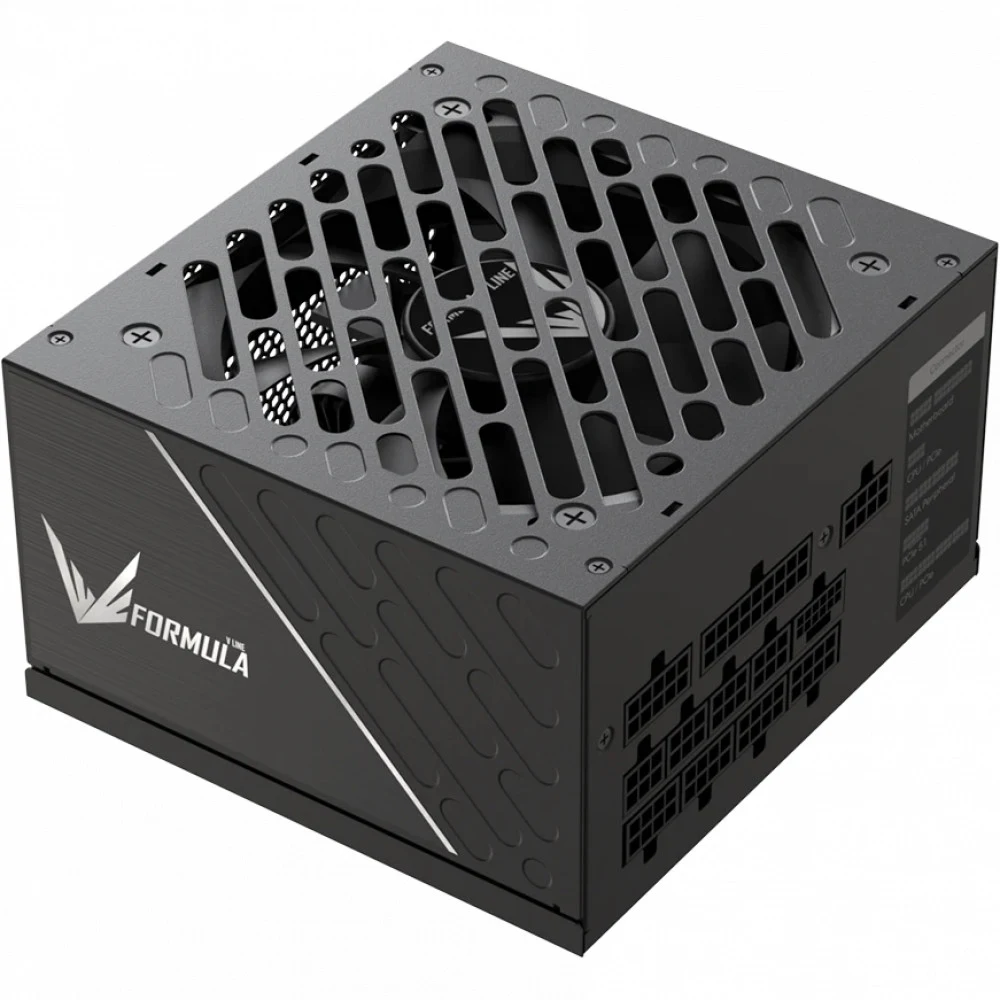 Блок питания, Formula V, FV-1200PM, 1200W, ATX3.1, Platinum, APFC, 20+4 pin, 2*4+4pin, 8*Sata, 3*Molex, 3*PCI-E 6+2 pin, 1*(16Pin)12VHPWR, Модульный, Вентилятор 12см, Кабель питания, Чёрный