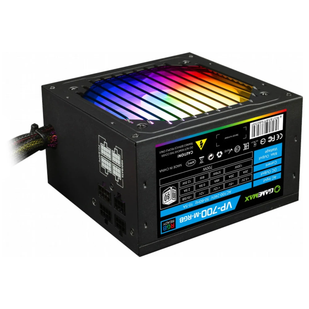 Блок питания ATX 700W GameMax VP-700-RGB Modular, Bronze, 20+4/20+4+8/24+4/24+8, 12сm, 2x6+2p PCI-E
