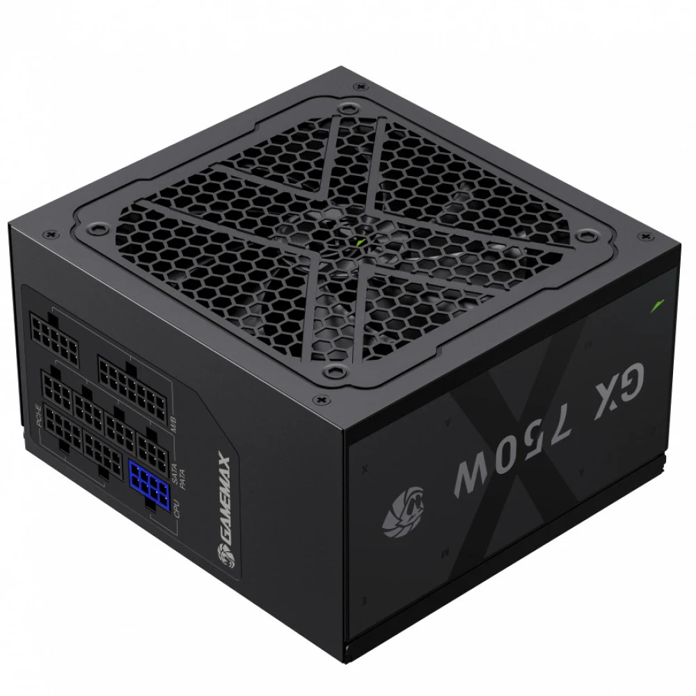 Блок питания, Gamemax, GX 750GF, 2132-0750B0022, 750W, ATX, ATX, Вентилятор 14см, 20+4 pin, 4*PCI-E 6+2 pin, 6*SATA, 3*Molex, 16*4+4 pin, 140*150*86mm мм, Черный