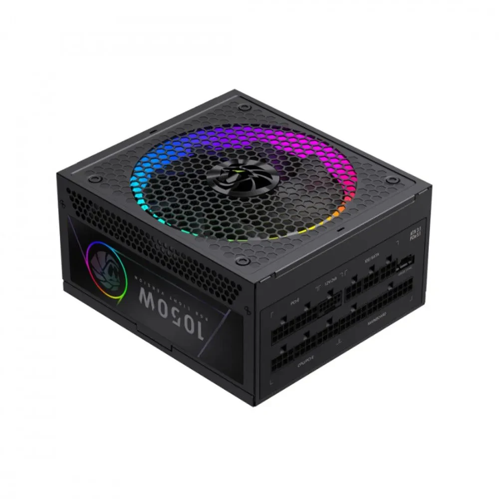 Блок питания, Gamemax, RGB PRO 1050G, 2109-1050B0049, 1050W, Gold, ATX3.1, APFC, 20+4 pin, 2*4+4pin, 10*Sata, 3*Molex, 4*PCI-E 6+2 pin, 1*PCI-E 12+4pin, Modular, Вентилятор 14см, 165*150*86 см, Черн