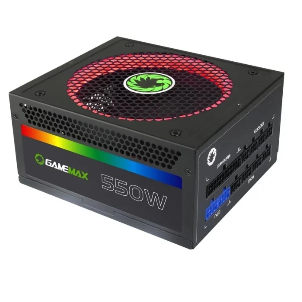 Блок питания ПК 550W GameMax RGB-550 < 450W, 12cm fan, with APFC, 1x24PIN,1x12V8pin(4+4),6xSATA, МК>
