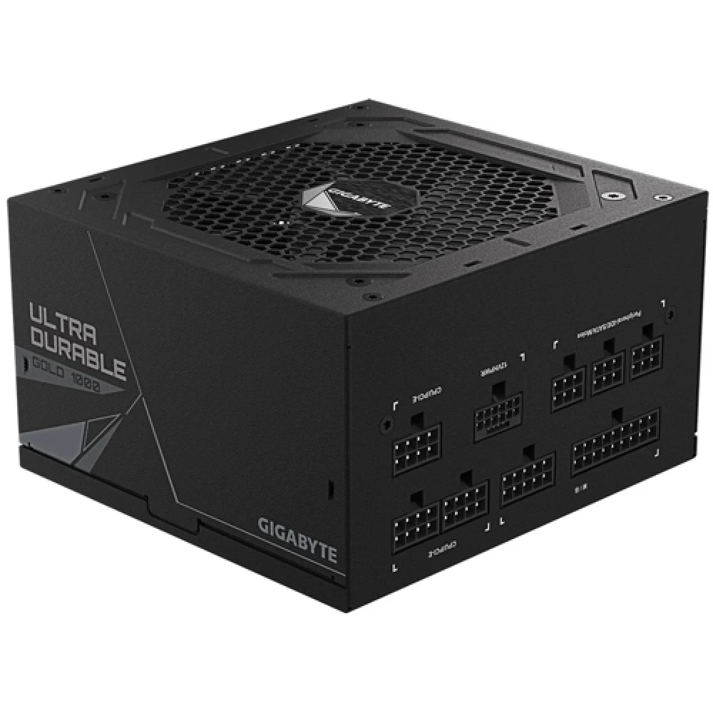 Блок питания, Gigabyte, GP-UD1000GM PG5, 1000W, ATX, 80 PLUS Gold, 20+4 pin, 2*4+4pin, 8*Sata, 3*Molex, FDD, 4*PCI-E 6+2 pin, 1*PCI-E 12+4 pin, Вентилятор 12 см, Чёрный