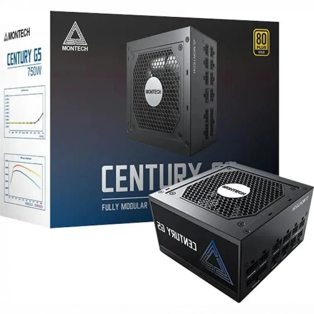 Блок питания Montech ATX 750W CENTURY GOLD G5 80+ gold (20+4pin) APFC 120mm fan 10xSATA Cab Manag RTL