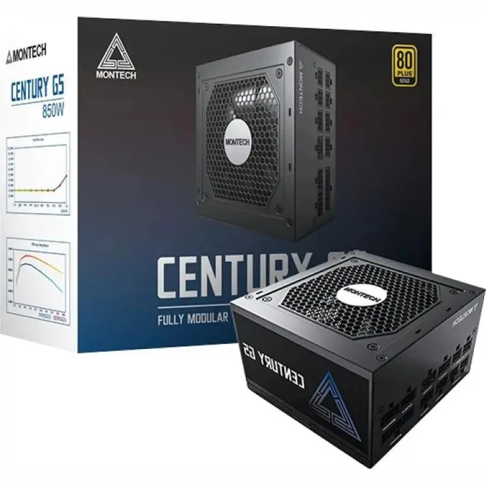 Блок питания Montech ATX 850W CENTURY GOLD G5 80+ gold (20+4pin) APFC 120mm fan 10xSATA Cab Manag RTL