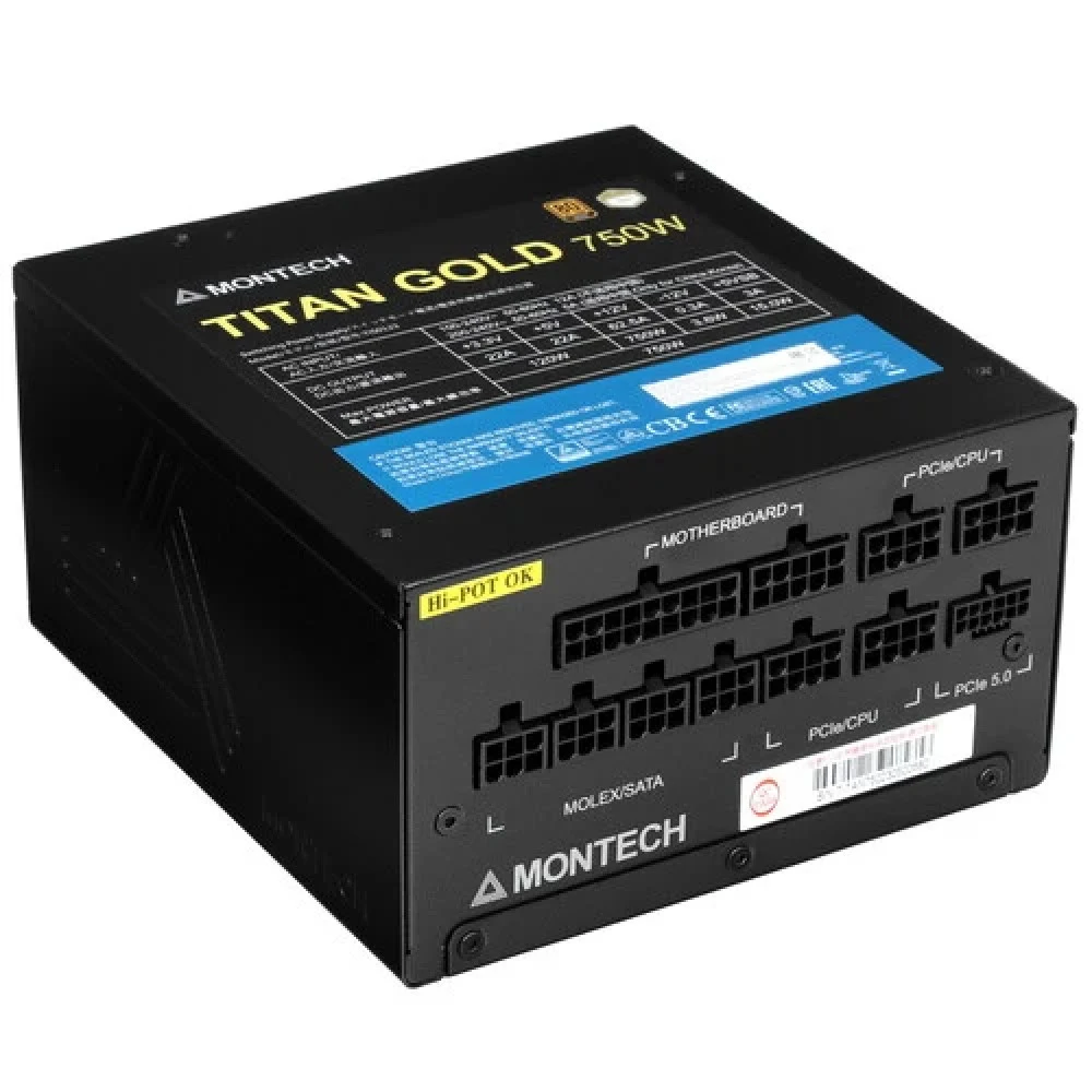 Блок питания Montech ATX 750W TITAN GOLD Gen.5 80+ gold (20+4pin) APFC 135mm fan 12xSATA Cab Manag RTL