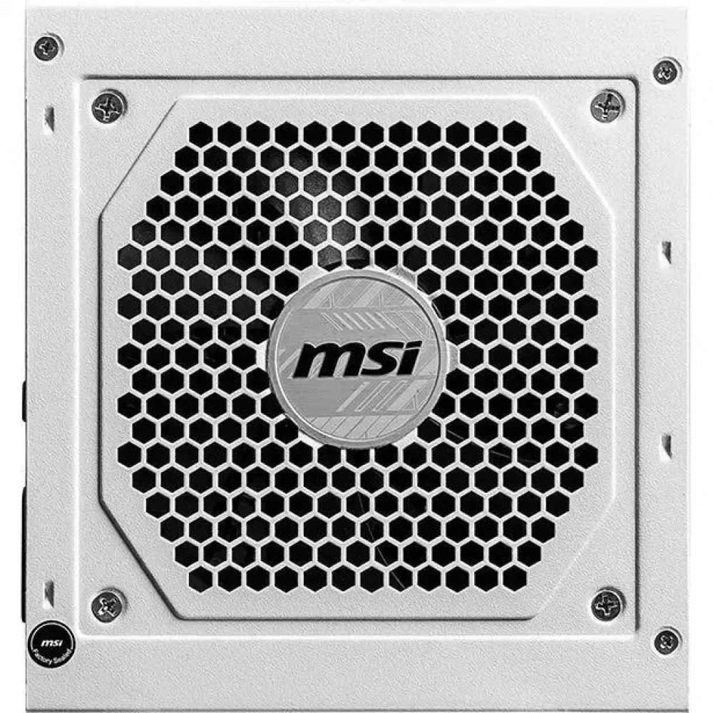 Блок питания MSI 1000W, MAG A1000GL PCIE5 WHITE, Full Modular, ATX, 80+ GOLD, 90%, Fan 135mm, Белый