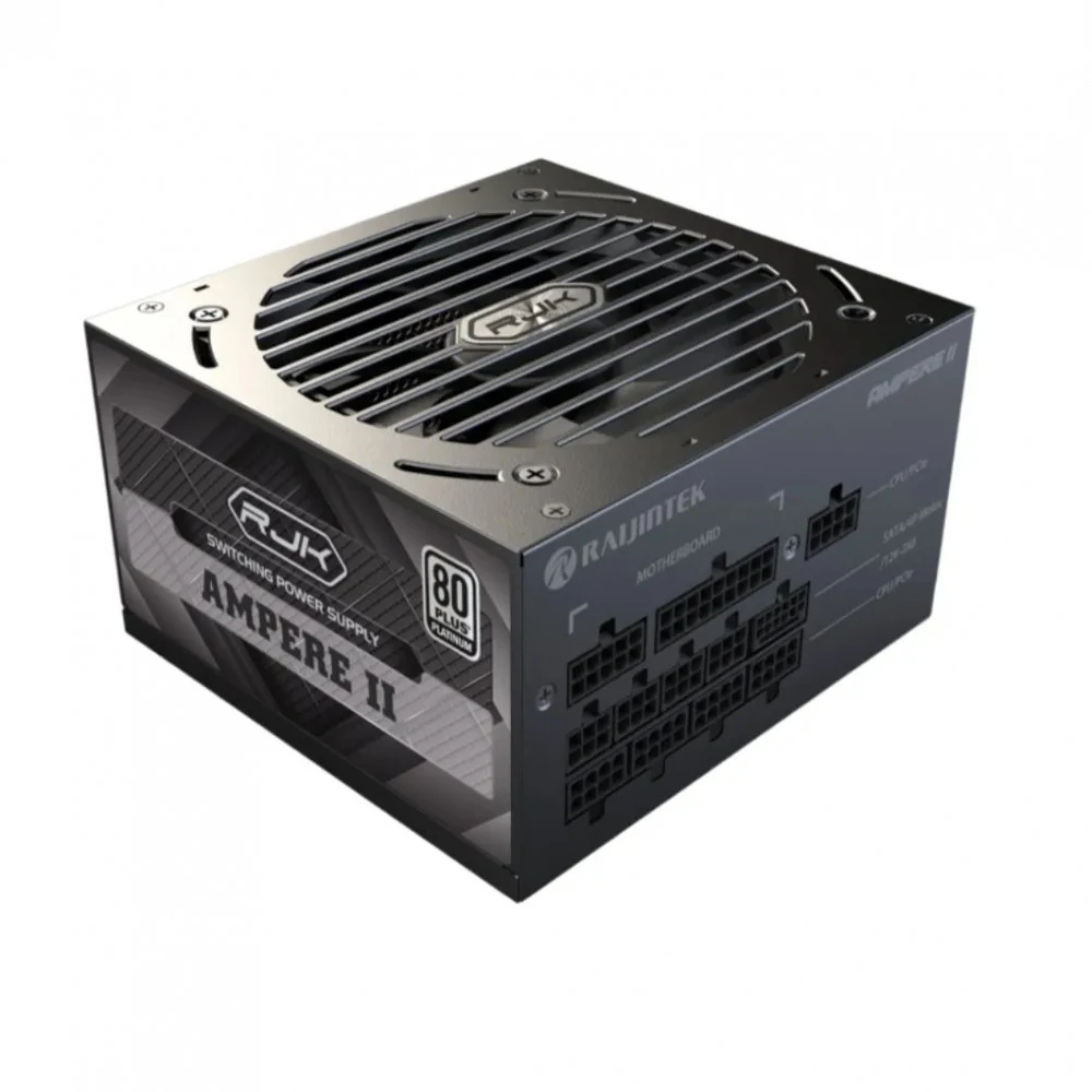 Блоки питания/ Power Supply Raijintek AMPERE II 1000, 1000W 80+ Platinum (ATX, 3.1, PCIe 5.1, Full-modular, 1x24(20+4)pin, 2x4+4-pin CPU, 3x6+2-pin PCIe, 1x12V(2x6), 10xSATA3, 5xMolex, Active, 120x1