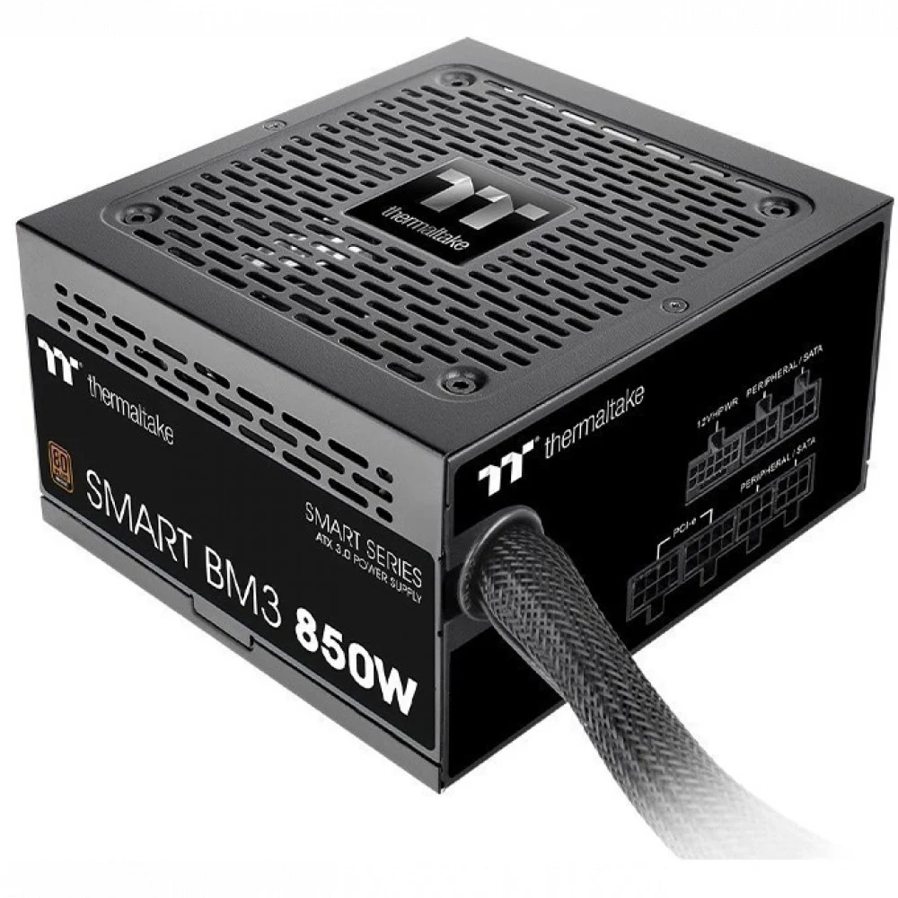 Блок питания, Thermaltake, Smart BM3 850W, PS-SPD-0750NNSABE-2, 850W, ATX, 20+4 pin, 4*PCI-E 6+2 pin, 1*PCI-E 12+4 pin, 6*SATA, 2*4+4 pin, 150x86x140 мм, черный