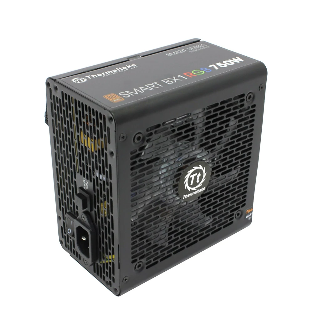 Блок питания, Thermaltake, Smart BX1 RGB 750W, PS-SPR-0750NHSABE-1, 750W, ATX, Bronze, APFC, 20+4 pin, 4+4pin, 9*Sata, 6*Molex, 4*PCI-E 6+2 pin, FDD, Non-modular, Вентилятор RGB 12 см, 150*86*140мм,