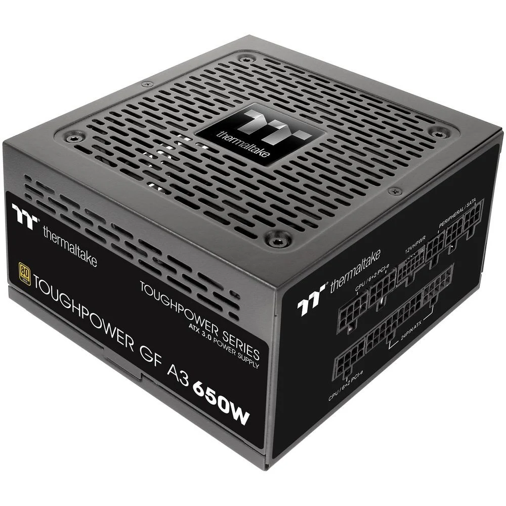 Блок питания, Thermaltake, Toughpower GF A3, PS-TPD-0650FNFAGE-H, 650W, ATX, Gold, APFC, 20+4 pin, 2*4+4pin, 8*Sata, 4*Molex, 4*PCI-E 6+2 pin, FDD, Modular, Вентилятор 12 см, Чёрный