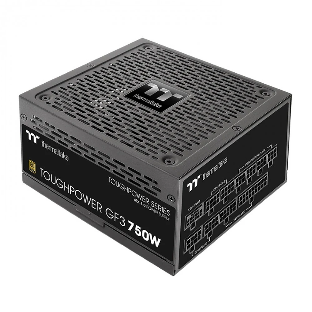 Блок питания, Thermaltake, Toughpower GF3 750W Gold, PS-TPD-0750FNFAGE-4, 750W, ATX 3.0, Gold, APFC, 20+4pin, 4+4pin, 8pin, 12*Sata, 4*Molex, 4*PCI-E 6+2pin, 1*12VHPWR, FDD, Modular, Вентилятор 13.5