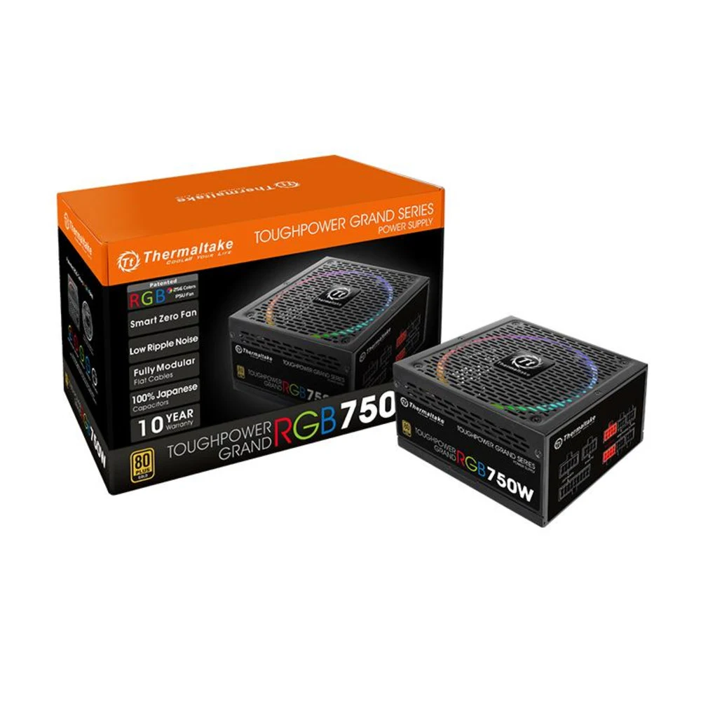 Блок питания, Thermaltake, Toughpower Grand RGB Sync Edition 750W, PS-TPG-0750FPCGEU-S, 750W, ATX, Fully Modular, 80 Plus Gold, APFC, 20+4 pin, 4+4pin, 7*Sata, 4*Molex, 1*FDD, 4*PCI-E 6+2 pin, Венти