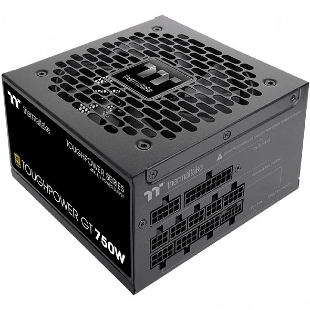Блок питания, Thermaltake, Toughpower GT 750W Gold, PS-TPT-0750FNFAGE-3, 750W, ATX 3.1, Gold, APFC, 20+4pin, 2*4+4pin, 6*Sata, 4*Molex, 4*PCI-E 6+2pin, 1*12VHPWR, Modular, Вентилятор 12см, 150х86х14