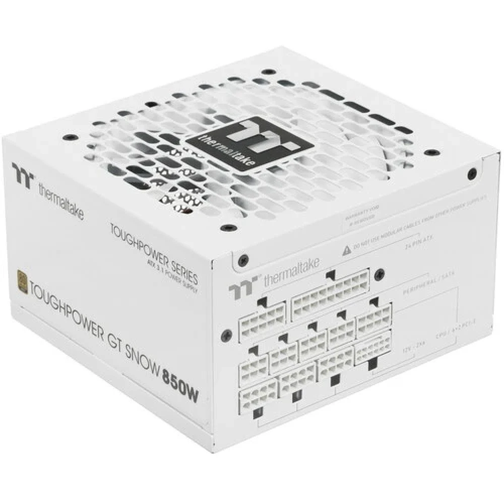Блок питания, Thermaltake, Toughpower GT 850W Snow Gold, PS-TPT-0850FNFAGE-W, 850W, ATX 3.1, Gold, APFC, 20+4pin, 2*4+4pin, 6*Sata, 4*Molex, 4*PCI-E 6+2pin, 1*12VHPWR, Modular, Вентилятор 12см, 150х