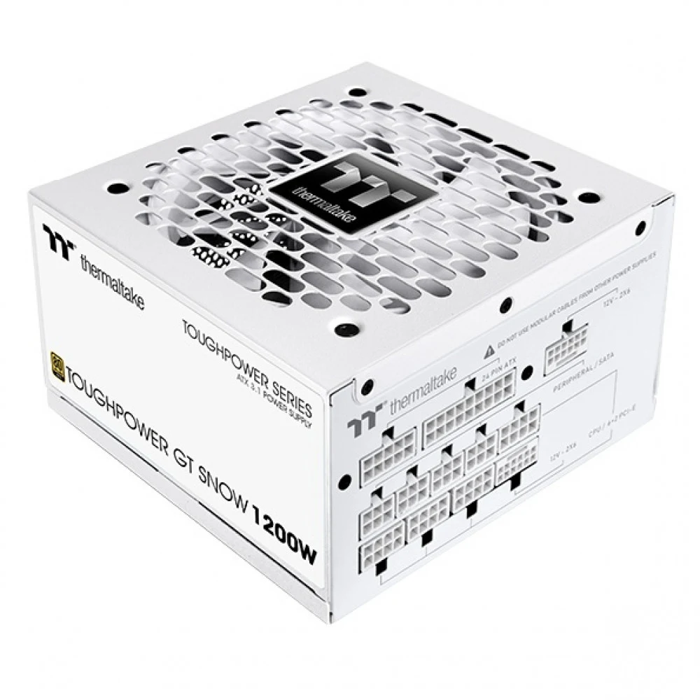 Блок питания, Thermaltake, TOUGHPOWER GT Snow 1200W, PS-TPT-1200FNFAGE-W, 1200W, ATX, 80 PLUS Gold, 20+4 pin, 5*PCI-E 6+2 pin, 1*PCI-E 12+4 pin, 6*SATA, 2*4+4 pin, 150x86x140 мм, Белый