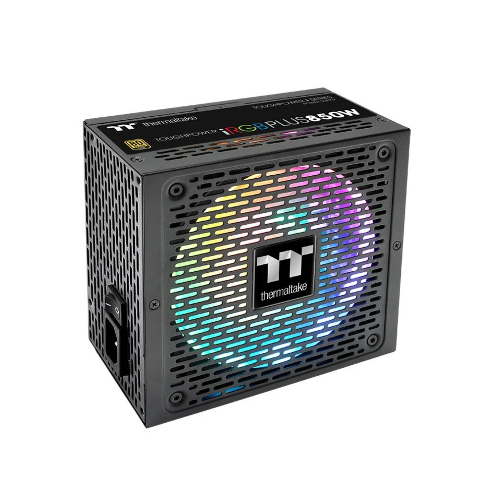 Блок питания, Thermaltake, Toughpower iRGB 850W, PS-TPI-0850F3FDGE-1, 850W, ATX, Gold, APFC, 20+4 pin, 2*4+4pin, 12*Sata, 4*Molex, 6*PCI-E 6+2 pin, FDD, Modular, Вентилятор RGB 14 см, 150х86х160мм,