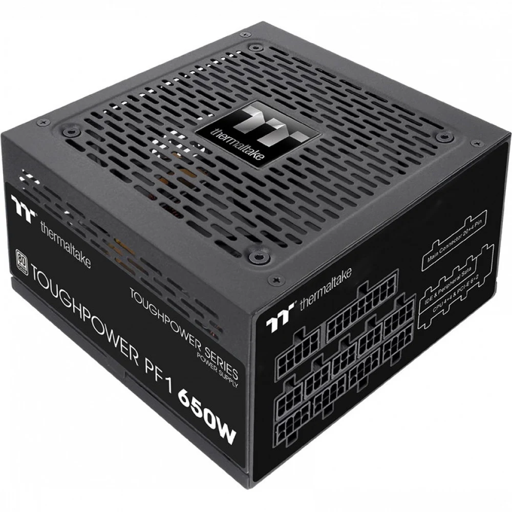 Блок питания, Thermaltake, Toughpower PF1 650W, PS-TPD-0650FNFAPE-1, 650W, ATX, Platinum, APFC, 20+4 pin, 2*4+4pin, 12*Sata, 4*Molex, 6*PCI-E 6+2 pin, FDD, Modular, Вентилятор RGB 12 см, 150х86х140м