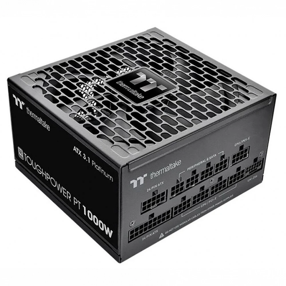 Блок питания, Thermaltake, Toughpower PT 1000W, PS-TPP-1000FNFAPE-1, 1000W, ATX, 20+4 pin, 4*PCI-E 6+2 pin, 1*PCI-E 12+4 pin, 6*SATA, 2*4+4 pin, 150x86x140 мм, черный