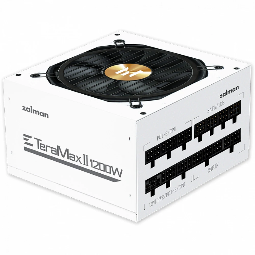 Блок питания Zalman Teramax 2 (1200W) 90%, 80+ Gold, 120mm, 1xMB 28pin (18+10), 2xCPU 8pin(4+4), 3xMolex, 12xSATA, 4xPCIe 8pin(6+2), 1х12VHPWR, Fully Modular