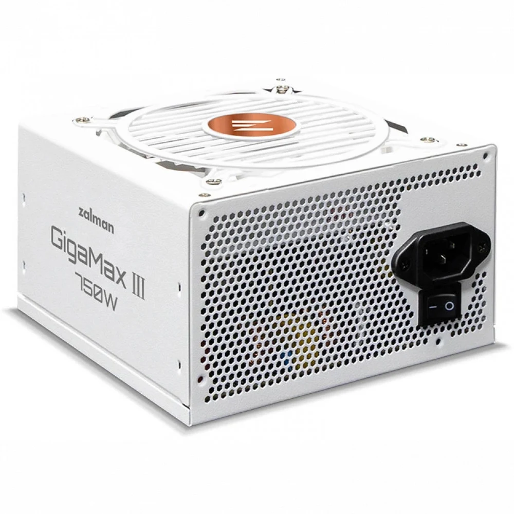 Блок питания, Zalman, ZM750-GV3 WH, 750W, Bronze, ATX3.1, APFC, 20+4 pin, 2*4+4pin, 6*Sata, 3*Molex, 4*PCI-E 6+2 pin, 1*PCI-E 12+4pin, Вентилятор 12см, 150*140*86 мм, Белый
