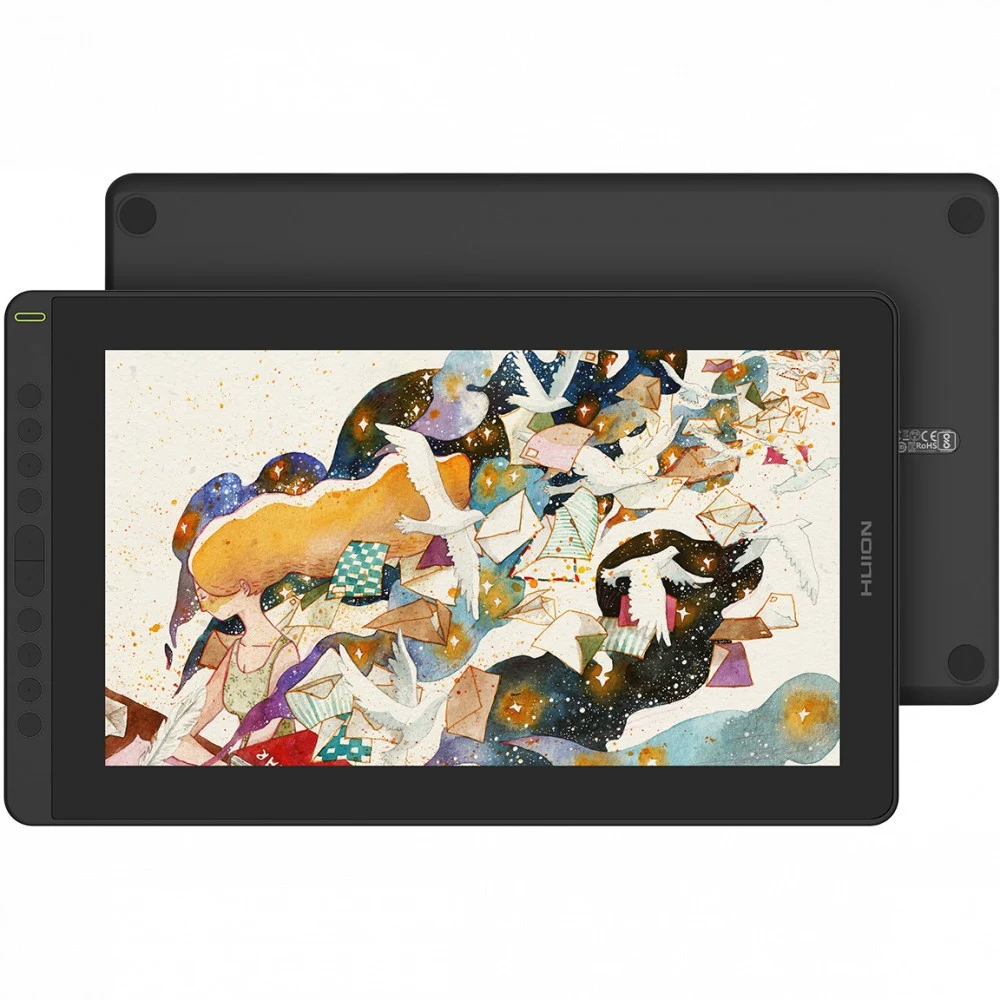 Графический планшет/монитор, Huion, Kamvas 16 (GS1562), 15.6", Разрешение 1920х1080, Яркость 220cd/m2, Матрица IPS, 5080 lpi, Чувствительность к нажатию 8192, Интерфейс USB-C, Рабочая область 344,16