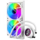 Кулер с водяным охлаждением, 1STPLAYER, TS4 240 WHITE, TS4-240-WH, intel 1151/1200/1700/1851 и amd AM4/AM5, TDP 250W, 2*120 мм, 600-2200 об/мин, 77 CFM, 36 dBA, Белый