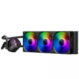 Кулер с водяным охлаждением, 1STPLAYER, TS4 360 BLACK, TS4-360-BK, intel 1151/1200/1700/1851 и amd AM4/AM5, TDP 300W, 3*120 мм, 600-1800 об/мин, 77 CFM, 38 dBA, Черный