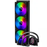 Кулер с водяным охлаждением, 1STPLAYER, TS4 360 BLACK, TS4-360-BK, intel 1151/1200/1700/1851 и amd AM4/AM5, TDP 300W, 3*120 мм, 600-1800 об/мин, 77 CFM, 38 dBA, Черный