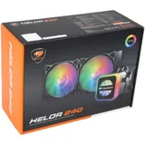Кулер с водяным охлаждением, Cougar, Helor 240, Intel 20хх/1366/1200/115х и AMD AM4/AM3+, 2*120мм ARGB, 600-1800 RPM±10%, 78.4CFM, ≤37.1 dB(A), Чёрный