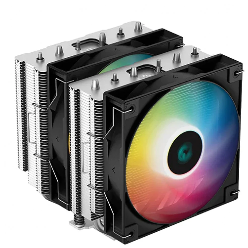 Кулер для процессора, Deepcool, AG620 BK ARGB R-AG620-BKANMN-G-2, Intel 20хх/1700/1200/115х и AMD AM5/AM4, 260W, 2*120мм ARGB, 300-1850±10%/об/м, 67.88CFM, ≤29.4 dB(A), 4pin, 129х136х157мм, Чёрный