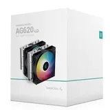 Кулер для процессора, Deepcool, AG620 BK ARGB R-AG620-BKANMN-G-2, Intel 20хх/1700/1200/115х и AMD AM5/AM4, 260W, 2*120мм ARGB, 300-1850±10%/об/м, 67.88CFM, ≤29.4 dB(A), 4pin, 129х136х157мм, Чёрный