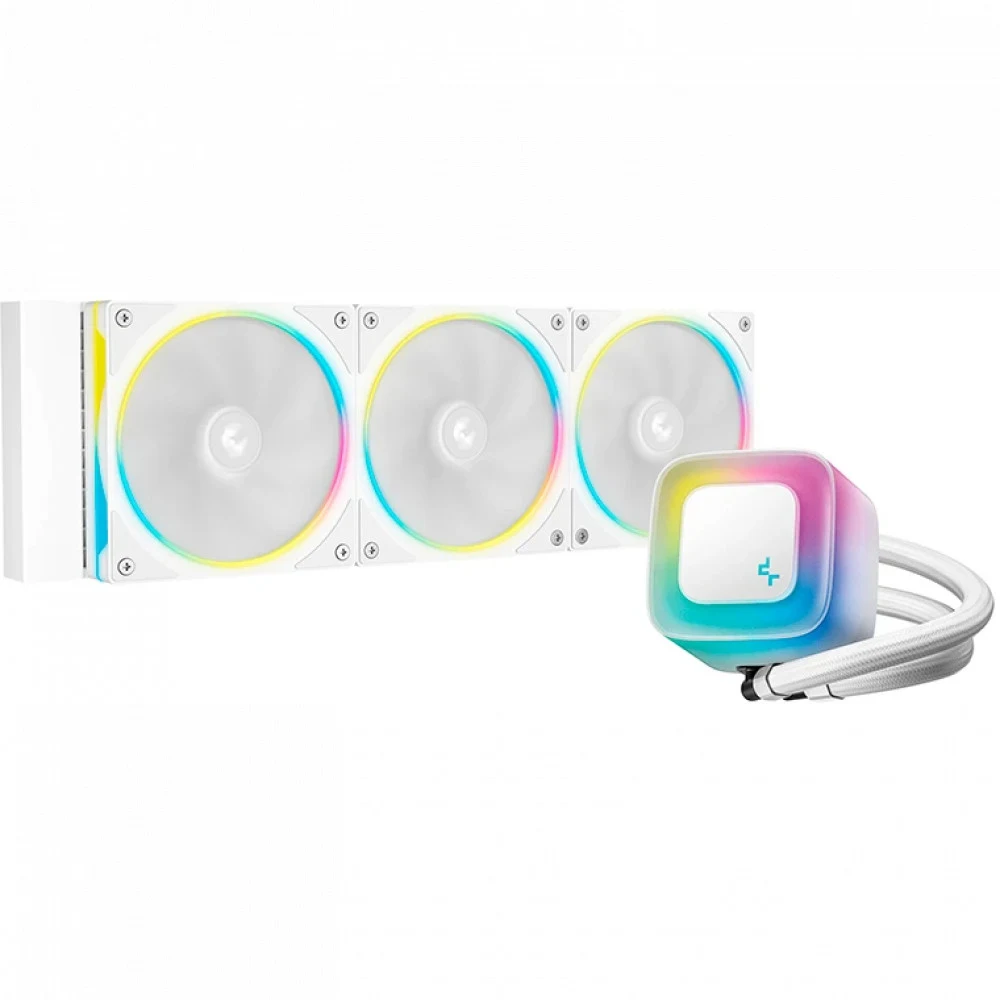 Кулер с водяным охлаждением, Deepcool, LE360 PRO WH R-LE360PRO-WHAMMC-G-1, Intel 1851/1700/1200/115х и AMD AM5/AM4/, TDP 300W, 3*120мм FL12 SE ARGB, 400-2400 RPM±10%, 66.23CFM, 37.7 dB(A), Белый
