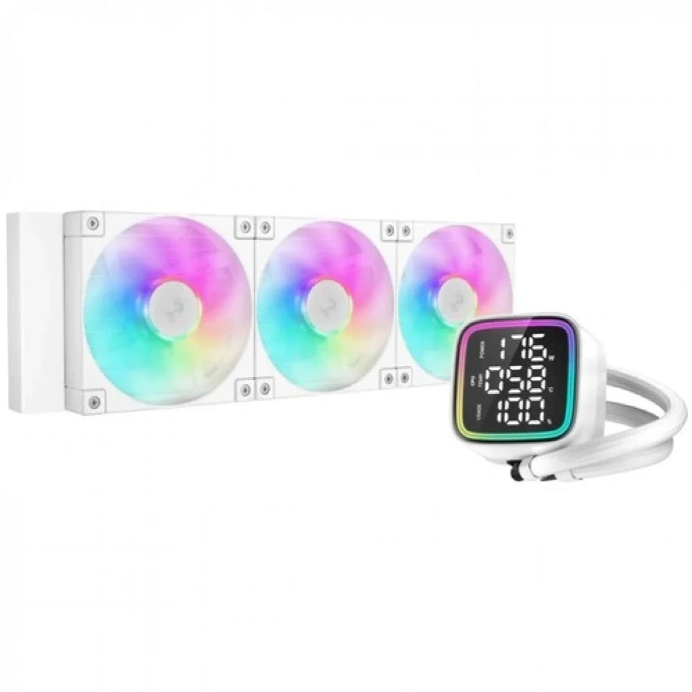 Кулер с водяным охлаждением, Deepcool, LP360 WH R-LP360-WHMSMC-G-1, Intel 1851/1700/1200/115х и AMD AM5/AM4/, TDP 300W, 3*120мм FD12 ARGB, 600-2400 RPM±10%, 72,04CFM, 38,71 dB(A), Белый