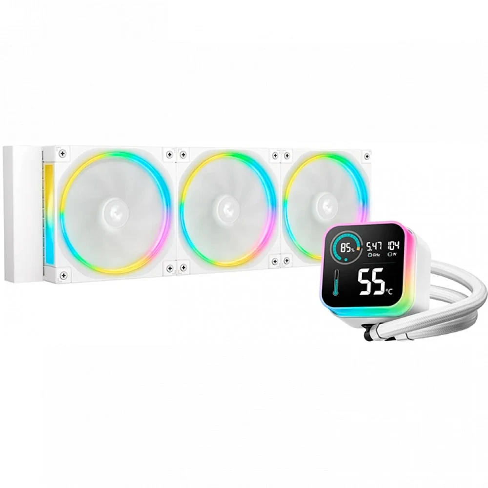 Кулер с водяным охлаждением, Deepcool, LQ360 ULTRA ARGB WH R-LQ360-WHASMC-G-1, Intel 1851/1700/1200/115х и AMD AM5/AM4/, TDP 300W, 3*120мм FL12 ARGB, 500-2150 RPM±10%, 55CFM, 32 dB(A), Белый