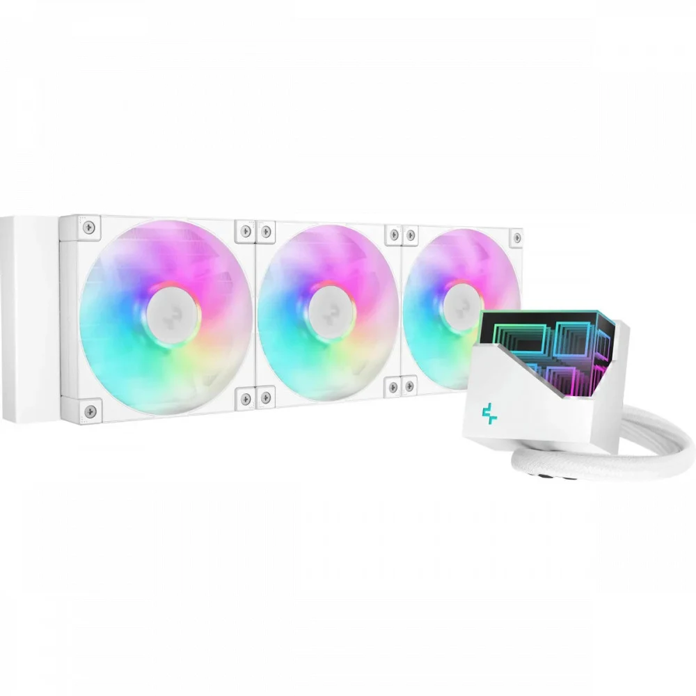 Кулер с водяным охлаждением, Deepcool, LT360 WH ARGB R-LT360-WHAMNC-G-1, Intel 1700/1200/115х и AMD AM5/AM4/, TDP 300W, 3*120мм FD12 ARGB, 600-2400RPM±10%, 85,85CFM, 38,71 dB(A), Белый