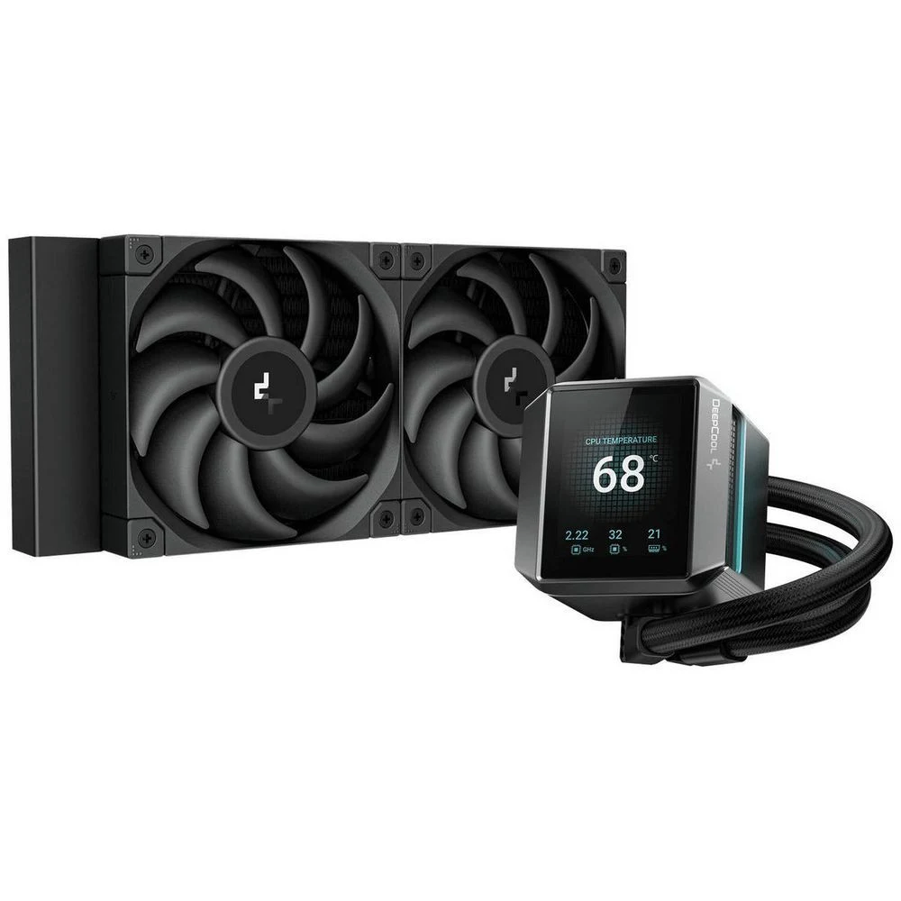 Кулер с водяным охлаждением, Deepcool, MYSTIQUE 240 R-LX550-BKDSNC-G-1, Intel 1700/1200/115х и AMD AM5/AM4/, TDP 250W, 2*120мм FT12 SE, 500-2150 RPM±10%, 72,45CFM, 36,49 dB(A), Чёрный