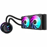 Кулер для процессора, Gigabyte, GP-AORUS WATERFORCE X II 240 (4719331553944), Intel 115x, 1200, 1700, AMD TR4, AM5, AM4, sTR5, 2*120мм ARGB вентилятора, 800~2400 об/мин +/-10%, Воздушный поток 72 фу