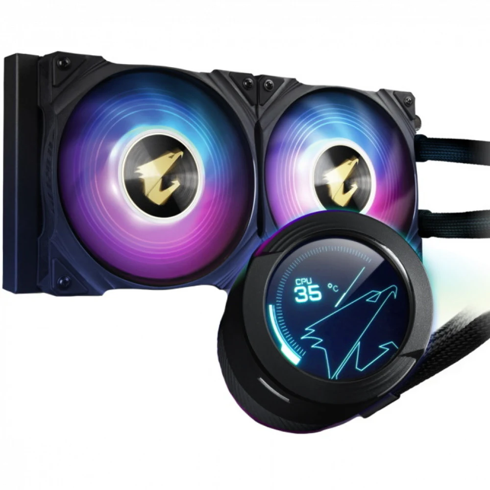 СЖО GIGABYTE AORUS WATERFORCE X 240, 2xARGB FAN 120mm, LCD Display, Intel 1200,1700, AMD TR4, AM5, AM4, sTRX4