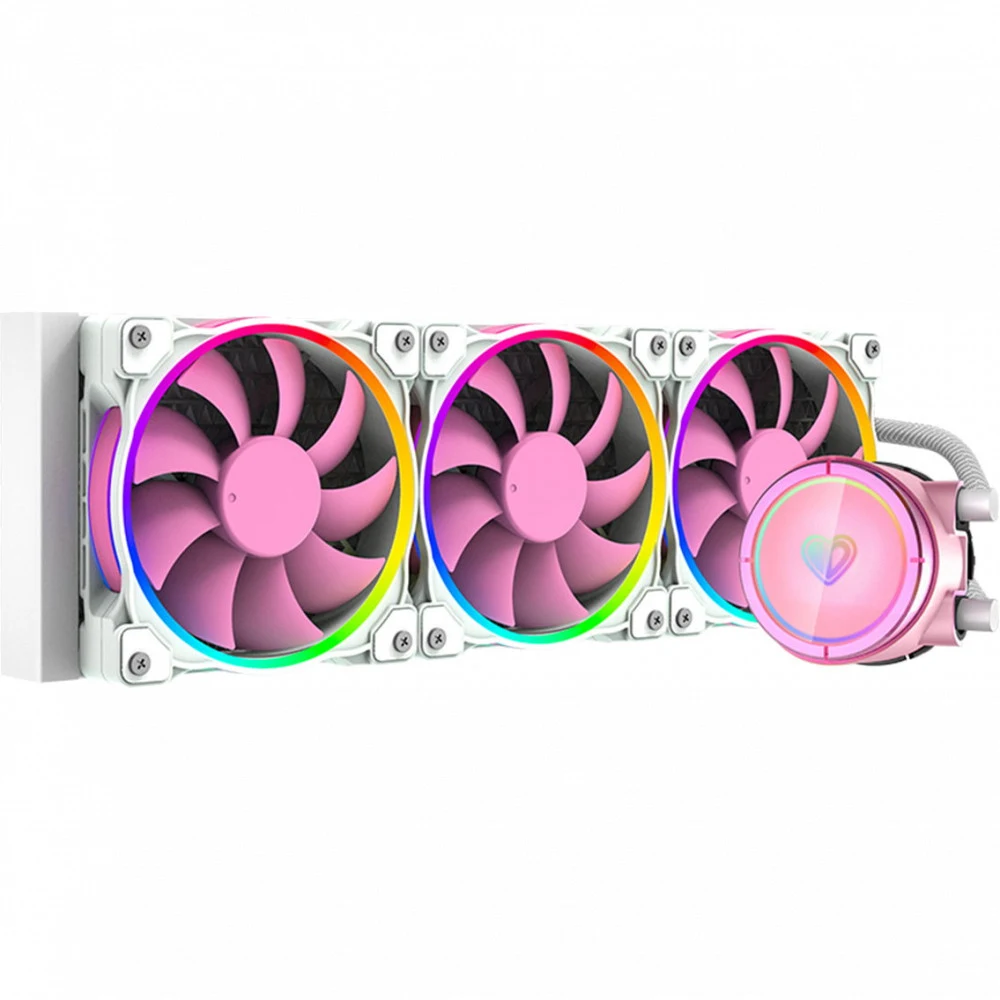 СЖО ID-Cooling Pinkflow 360 ARGB, S115X/1366/2011/2066/AM4/TR4, 400W,3x12cm,3+4pin+SATA,2000rpm,34dB