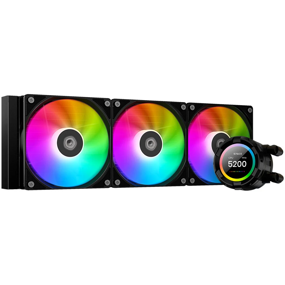 Вентилятор для процессора ID-COOLING SL360 XE черный (жидк. охл., 3x120mm, Al, PWM 1800 rpm, 35.2 dB, 4 pin/5V 3 pin, 350Wt, LCD) (SL360 XE)