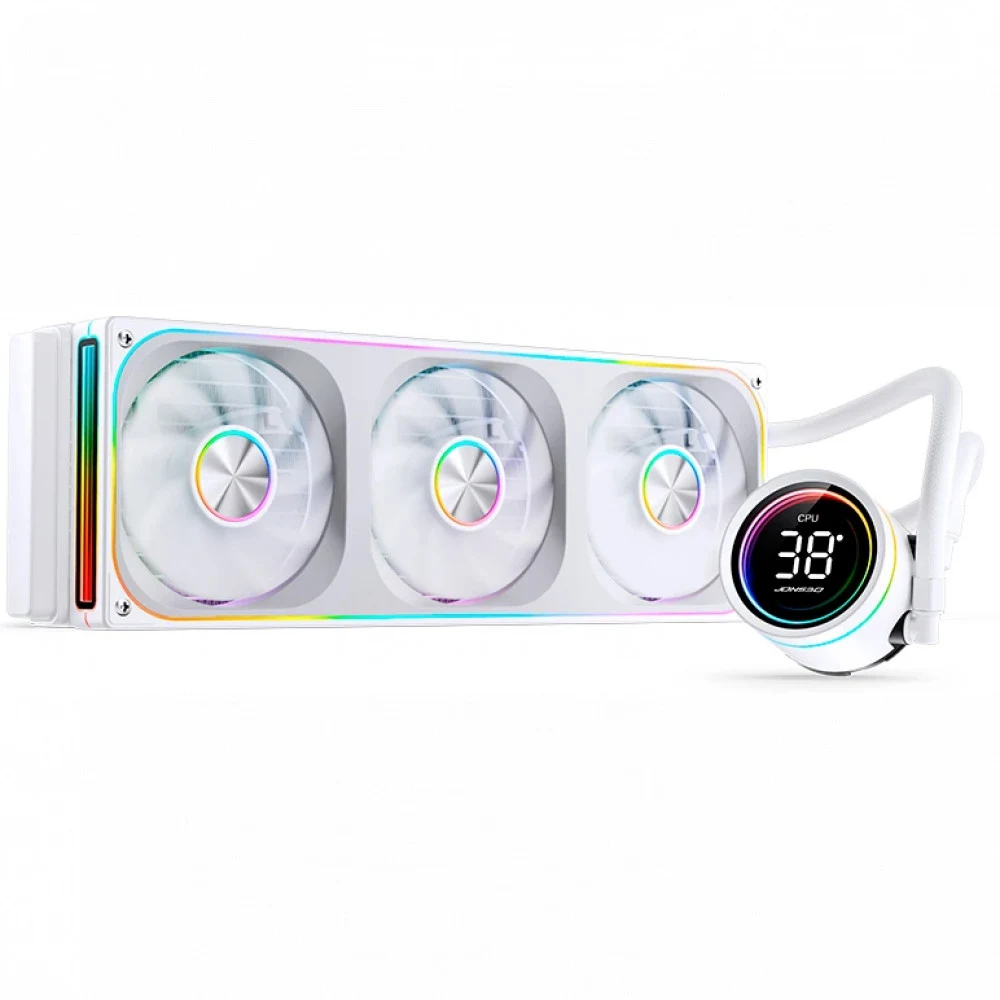 Система жидкостного охлаждения/ Water Cooling System JONSBO TH-360 White (300W, 360mm, LED temp., White, ARGB/ Fans: 3x120mm, 62.4CFM, 37.3dBA, 2400RPM/ Pump height 72mm, 30dBA, 2400RPM, Rad thickne