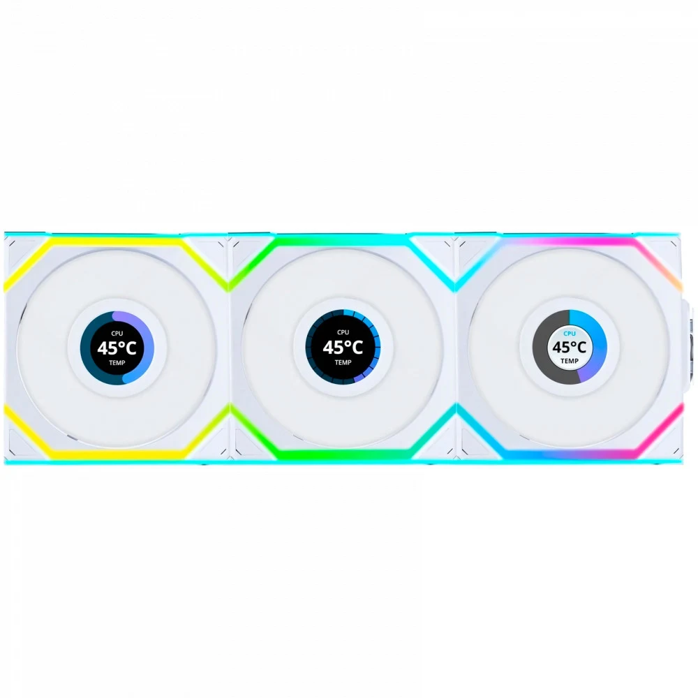 Вентилятор для корпуса Lian Li UNI FAN SL WIRELESS LCD Reverse Blade 3x120mm White G99.12RSLLCD1W3W.00