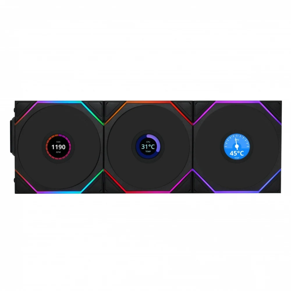 Вентилятор для корпуса Lian Li UNI FAN TL120 LCD Reverse Blade Wireless 3x120mm G99.12RTLLCD1W3B.00
