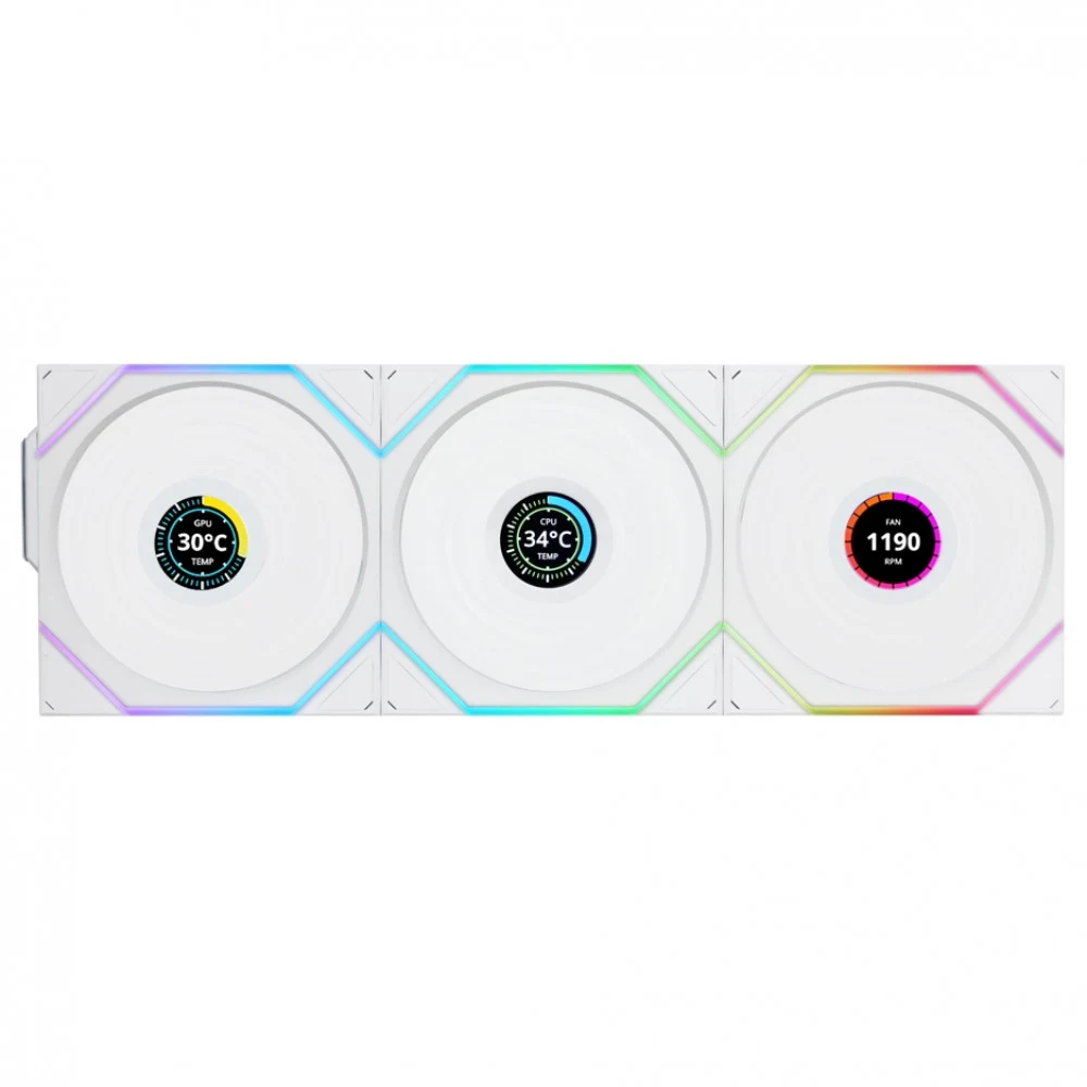 Вентилятор для корпуса Lian Li UNI FAN TL120 LCD Reverse Blade Wireless 3x120mm G99.12RTLLCD1W3W.00