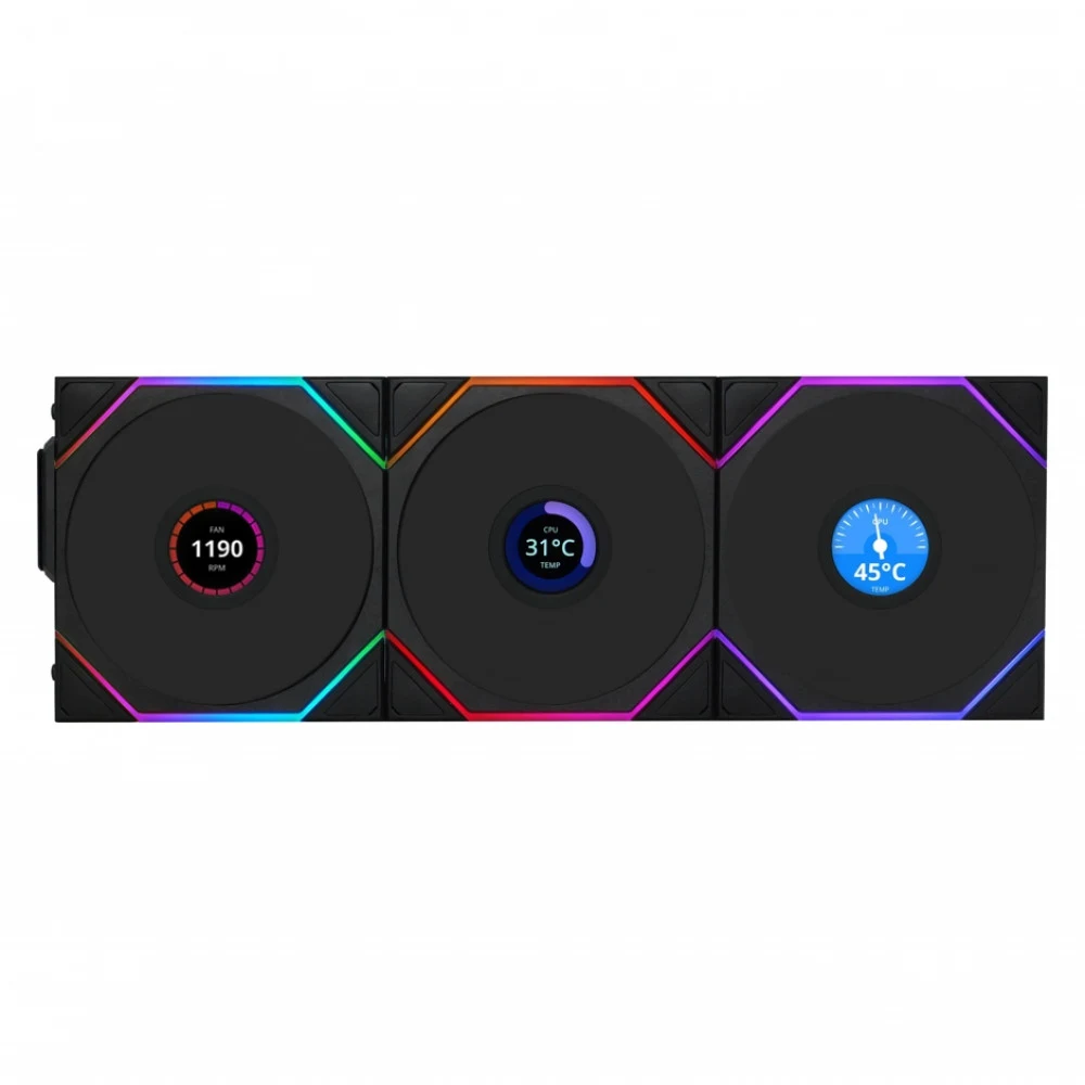Вентилятор для корпуса Lian Li UNI FAN TL120 LCD Wireless 3x120mm Черный G99.12TLLCD1W3B.00