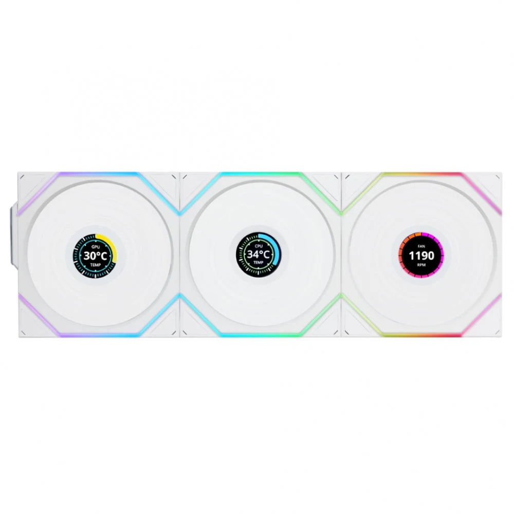 Вентилятор для корпуса Lian Li UNI FAN TL120 LCD Wireless 3x120mm White G99.12TLLCD1W3W.00
