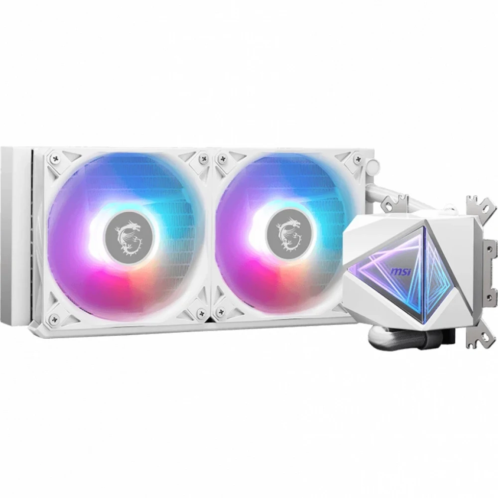 Водяное охлаждение для CPU MSI MAG CORELIQUID I240 WHITE Socket Intel/AMD, ARGB, Fan 2x120см Белый