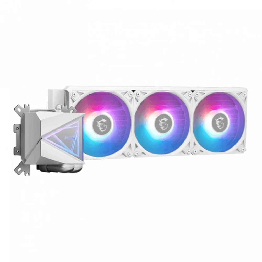 СЖО MSI MAG CoreLiquid I360 White, S115X/1700/1851/AM4/AM5, 325W, 3x12cm, 4pin+3pin,Al+Cu, 70.7 CFM