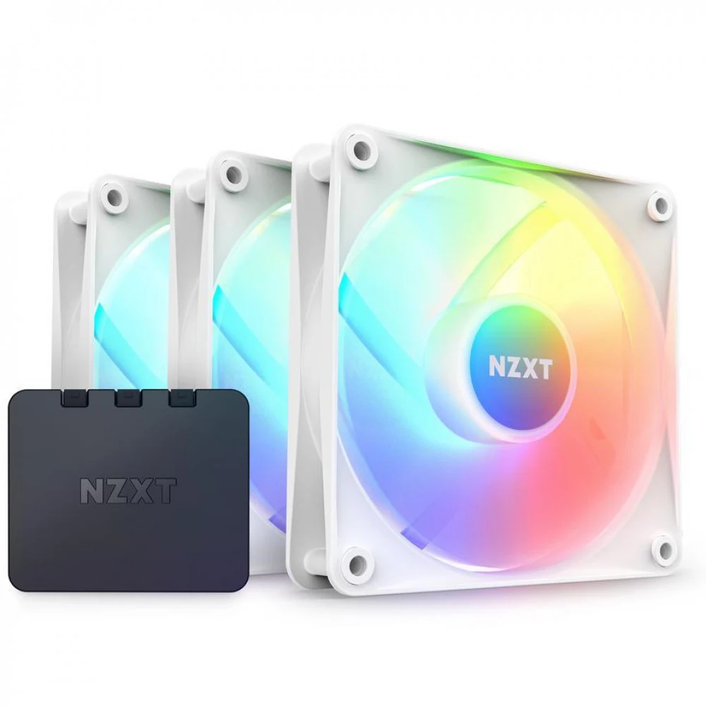 Комплект кулеров для компьютерного корпуса, NZXT, F120 RGB Core, RF-C12TF-W1, RGB LED, 500-1800 об/мин, 78.86 CFM, 33.88 dB(A), 4-pin PWM, 120 х 120 х 26мм, Белый