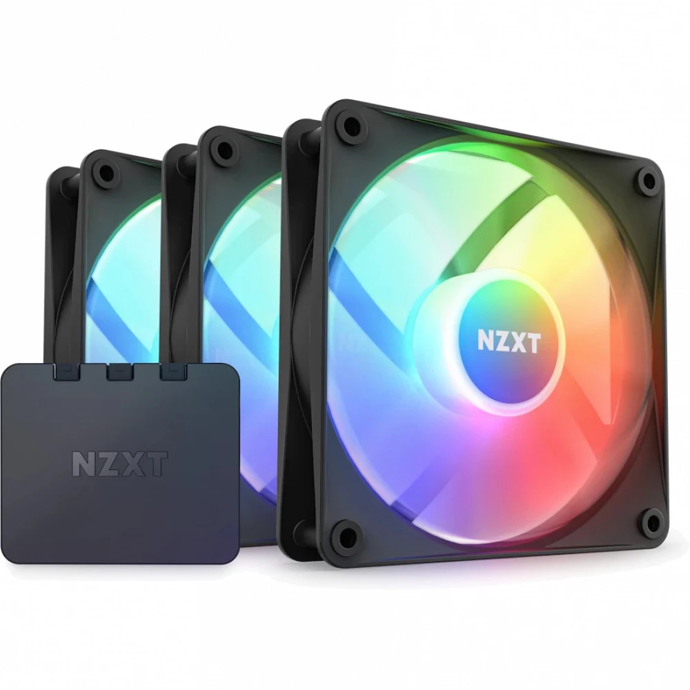 Комплект кулеров для компьютерного корпуса, NZXT, F120 RGB Core, RF-C12TF-B1, RGB LED, 500-1800 об/мин, 78.86 CFM, 33.88 dB(A), 4-pin PWM, 120 х 120 х 26мм, Черный